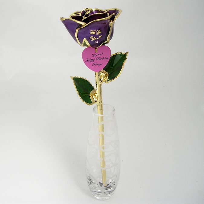 Purple Personalized 24k Gold Rose