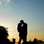 Silhouette of Couple Embracing