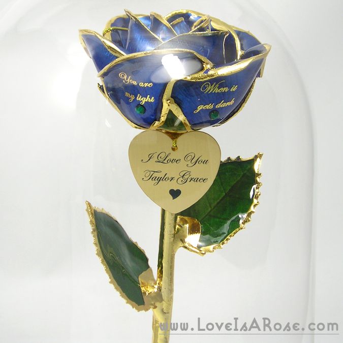 Personalized 24k Gold Rose in Glass Dome