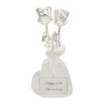 Silver Roses in Heart Vase: 25th Anniversary Gift