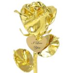 24k Gold Dipped Rose with Engraved Heart