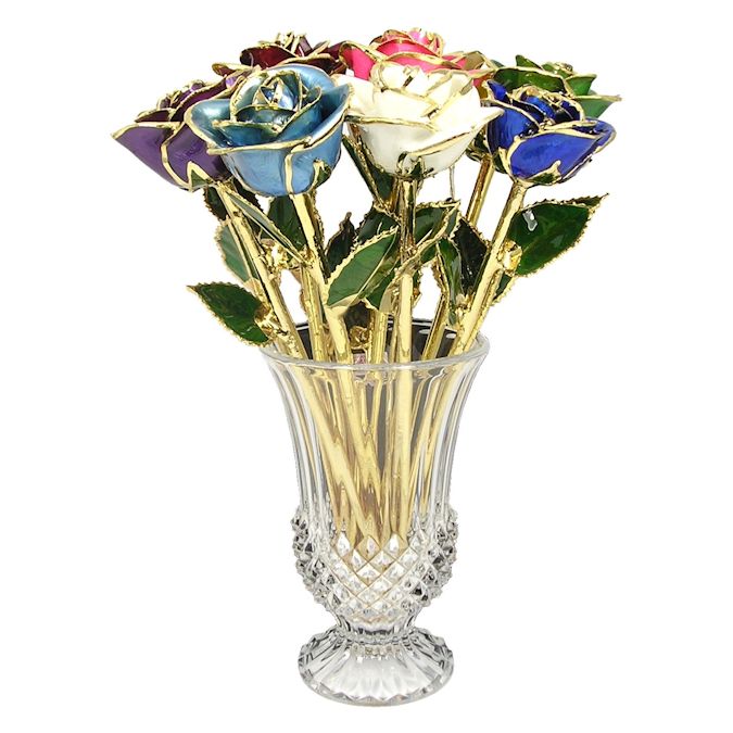 Dozen Multi-Colored Gold Rose Bouquet