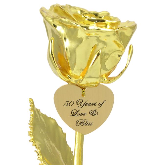 14" Personalized 24k Gold Plated Rose