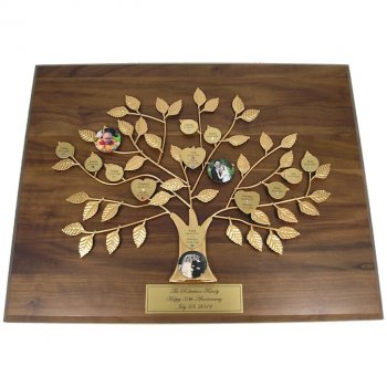 Engraved Gold Family Tree Plaque 50th Anniversary Gift