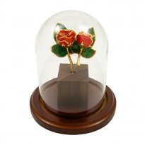 2 Enchanted Mini 24k Gold Roses in Glass Dome