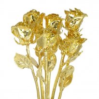 Six 11" 24kt Dipped Real Rose Bouquet