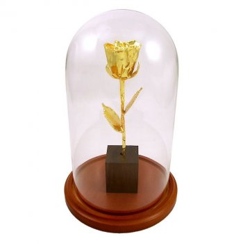50th Anniversary 24k Gold Dipped Enchanted Rose: 8"