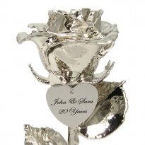 11" Personalized Platinum Rose: 20th Anniversary Gift