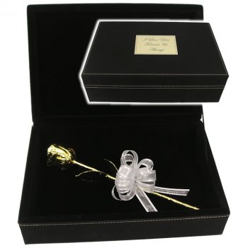 11" 24k Gold Dipped Rose in Personalized Leatherette Case