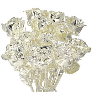 Silver Dipped Roses: 1 Dozen 11" Rose Bouquet