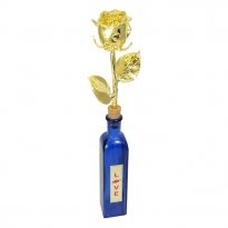 17" Gold Dipped Rose and Personalized Message in a Bottle