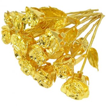 14" Gold Dipped Roses: 12 Rose Bouquet