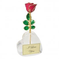 8" 24k Gold Rose in Anniversary Heart Vase