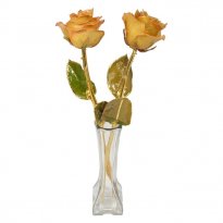 2 Gold Stem Anniversary Roses in Eiffel Tower Vase