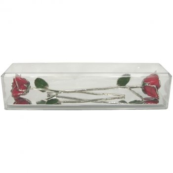 25th Anniversary Gift: 2 Silver Roses in Museum Case