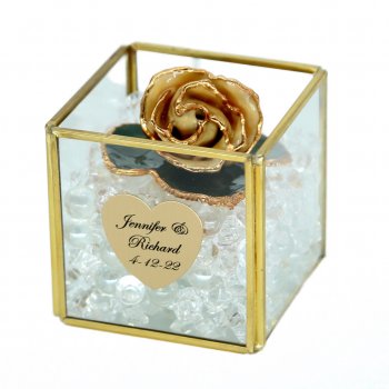 3" 24k Gold Rose in Personalized Vase