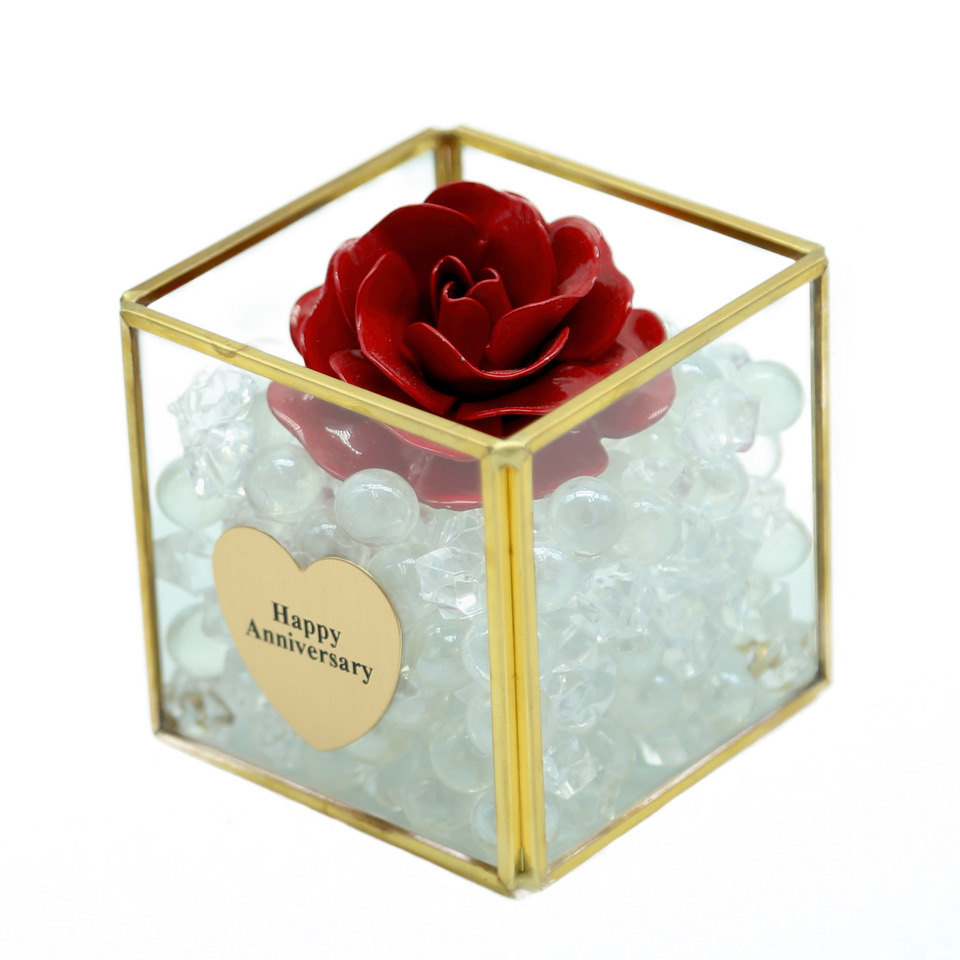 3″ Red Heirloom Rose in Personalized Vase