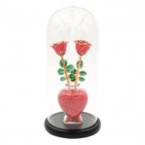 1st Anniversary Gift: 2 Enchanted 24k Gold Trimmed Roses