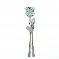 8" Silver Rose in Etched Silver Vase