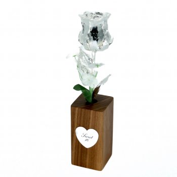 Sweet 16 Gift: 8" Silver Rose in Personalized Vase