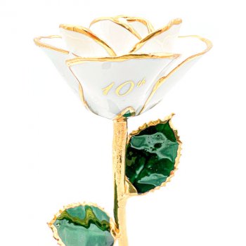 10th Anniversary Gift: Personalized Diamond White Rose