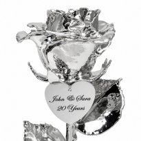 11" Personalized Platinum Rose: 20th Anniversary Gift