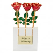 Past, Present, Future 8" Gold Roses in Custom Vase