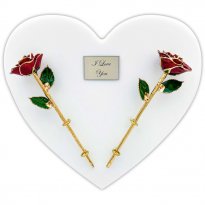 11" Gold Trimmed Roses on 1st Anniversary Heart Plaque