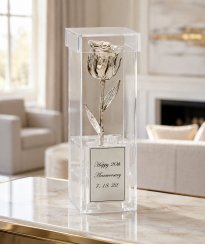 8" Platinum Rose in Personalized 20th Anniversary Case