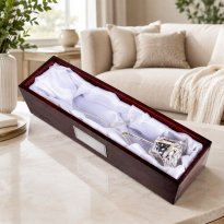 Silver Dipped Rose in Rosewood Case 25th Anniversary Gift