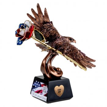 24k Gold American Eagle Liberty Rose Statue