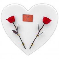 7th AnniversaryGift: 2 Copper Roses on Heart Plaque