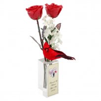 2 Copper Roses of Love in 7th Anniversary Vase