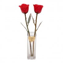 2 Copper Roses in Personalized Promise Vase