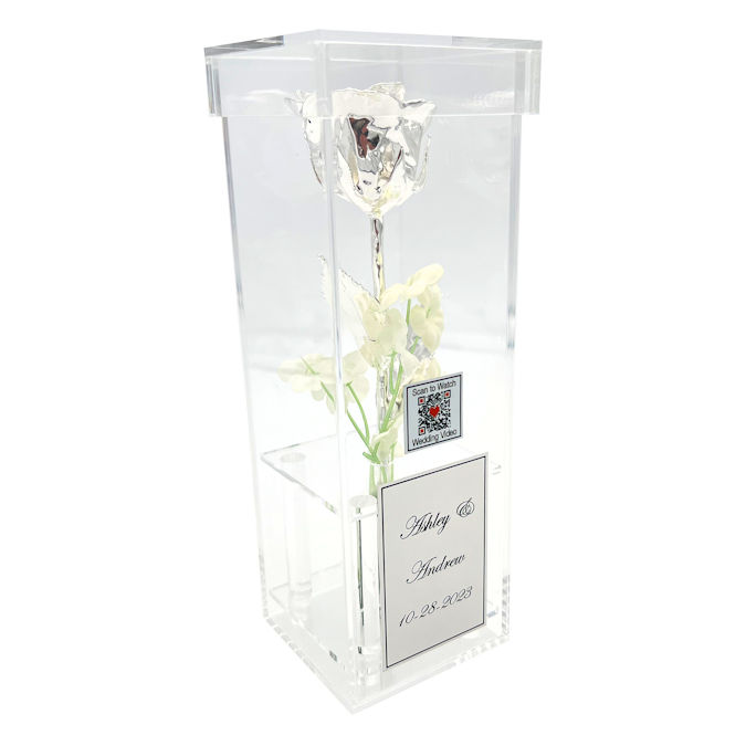 8" Personalized Wedding Rose & Video, Photo QR Code Case