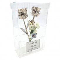 8" Wedding Roses in Personalized Case with Video QR Code