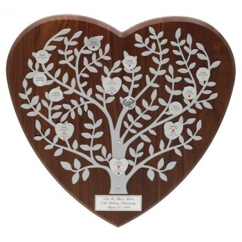 Personalized Silver Family Tree Heart Plaque 20th/25th Anniversary Gift