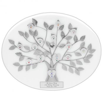 White Personalized Silver Family Tree Plaque 20th/25th Anniversary Gift