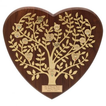 Personalized 50th Anniversary Gift Gold Family Tree Heart Plaque