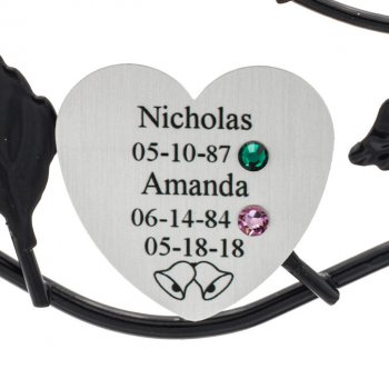 Wedding Bells Engraved Family Tree Silver Heart