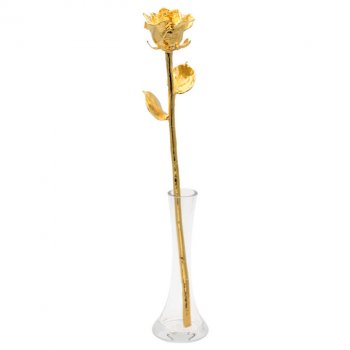 17" Fully Gold Dipped Rose in Eiffel Tower Vase