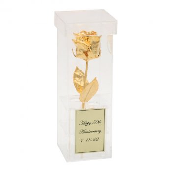 8" Gold Rose in Personalized 50th Anniversary Case