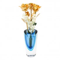 Past, Present, Future 11" 24k Gold Roses in Azure Vase