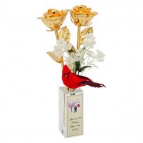50th Anniversary Gift: Gold Roses of Love in Personalized Vase