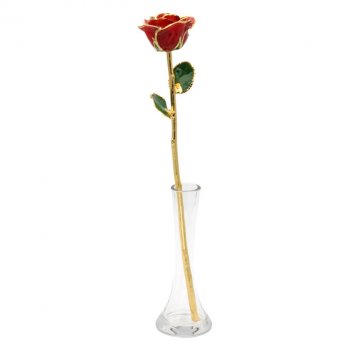 17" 24k Gold Trimmed Rose in Eiffel Tower Vase