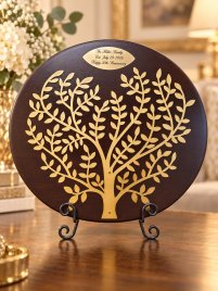 Engraved 50th Anniversary Gift Gold Heart Family Tree Plaque