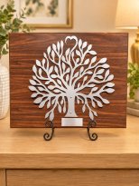 Engraved 25th Anniversary Gift Silver Family Tree Plaque with Heart Top