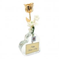 8" Personalized Mother's Day Rose & Video, Photo QR Code Heart Vase