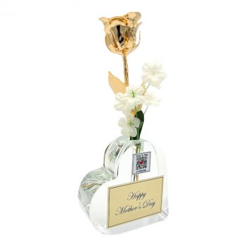 8" Personalized Mother's Day Rose & Heart Vase with Song