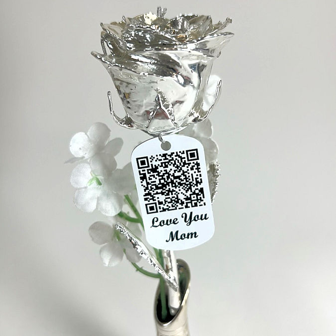 Silver Mother's Day Rose with Song